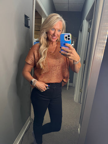 Metallic Coated Sweater Top