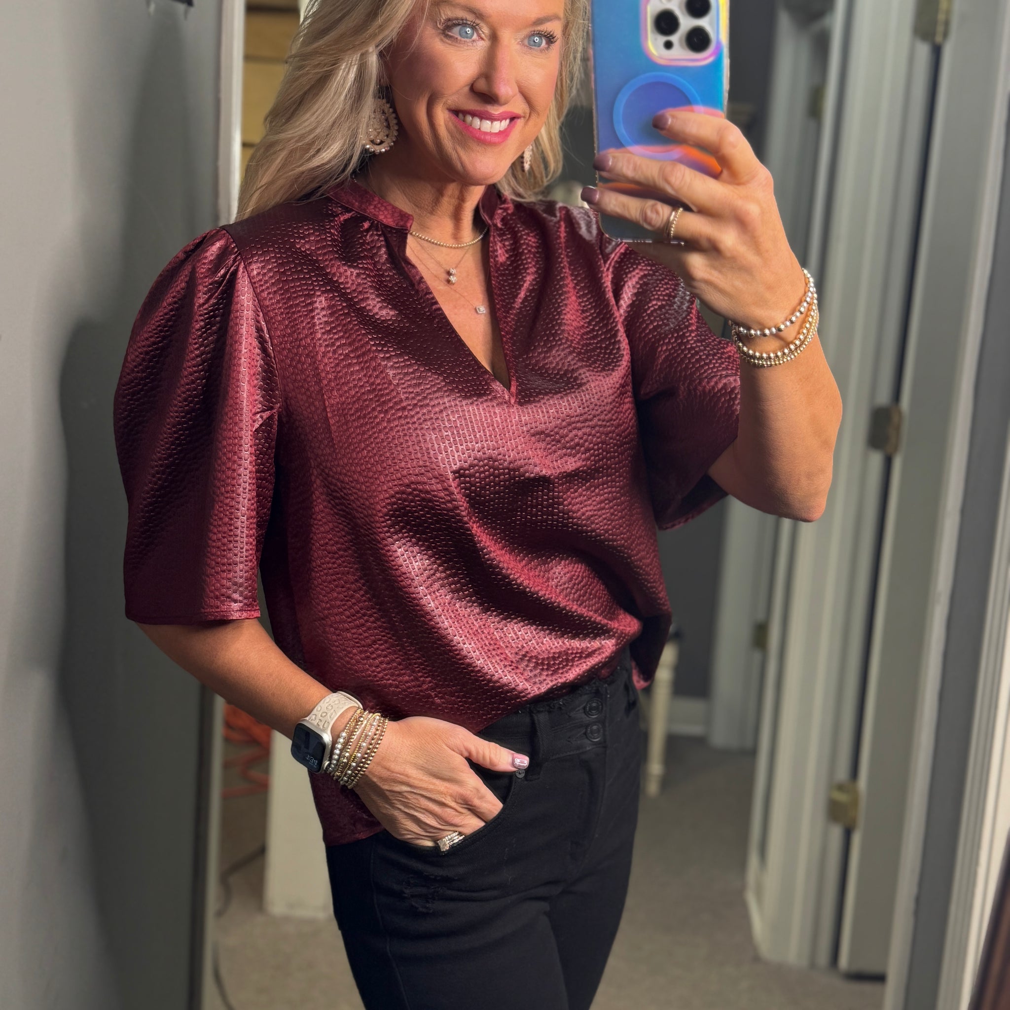 Textured And Shine Top