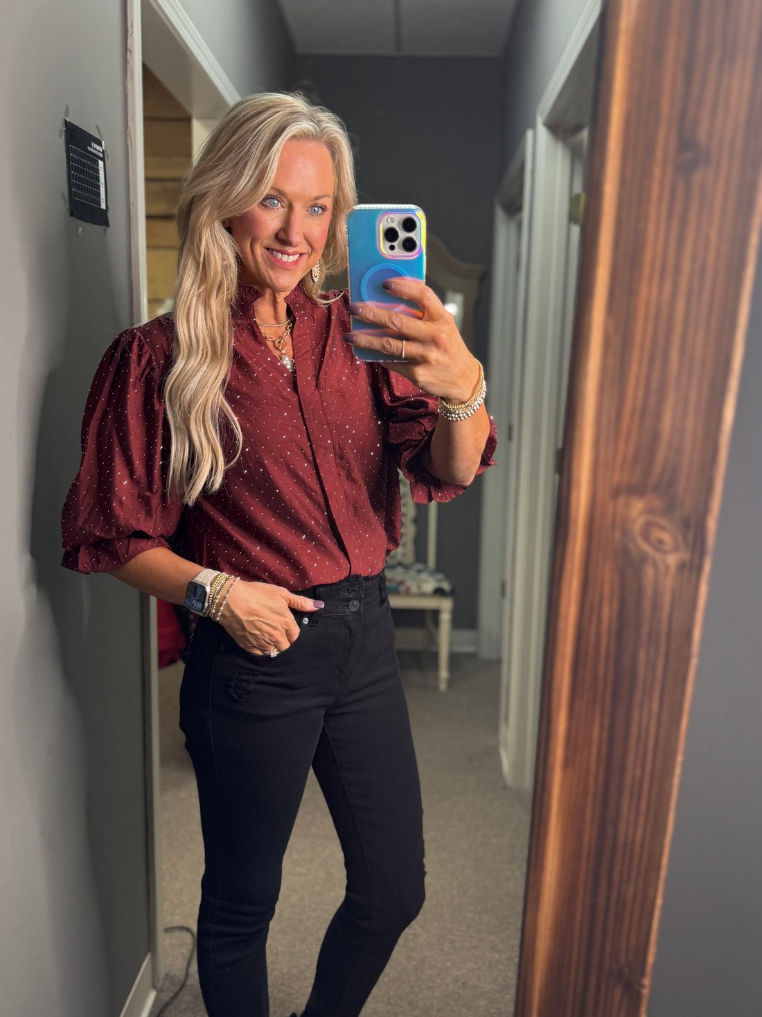 Rhinestone Embellished Blouse