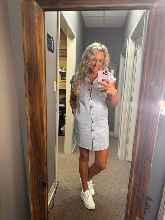 Washed Twill Shirt Dress