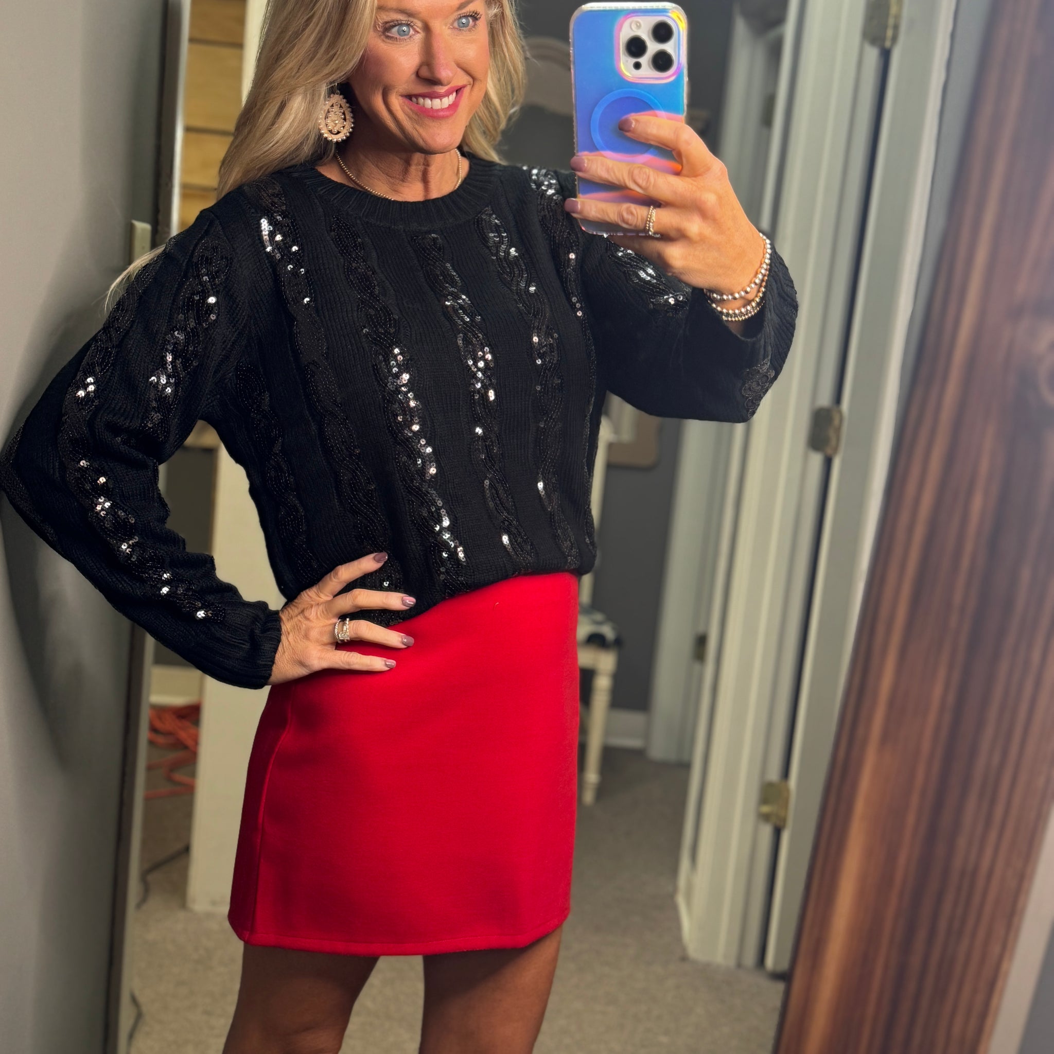 Sequined Black Detailed Sweater