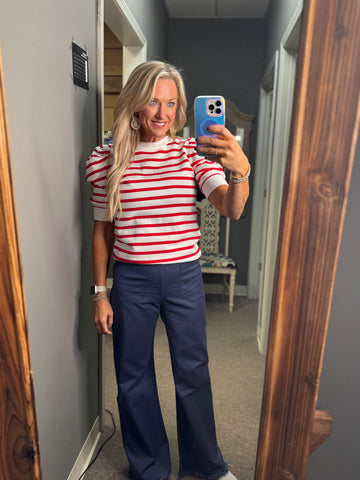 Red Striped Sweater Top