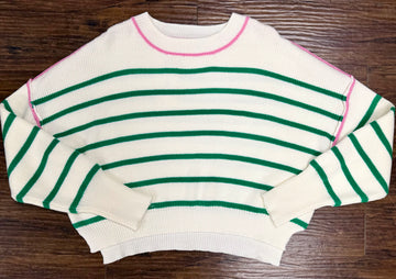 Striped Crewneck Crop Sweater
