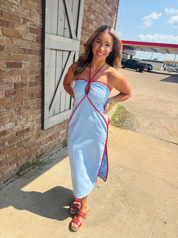 Game Day Halter Piping Dress