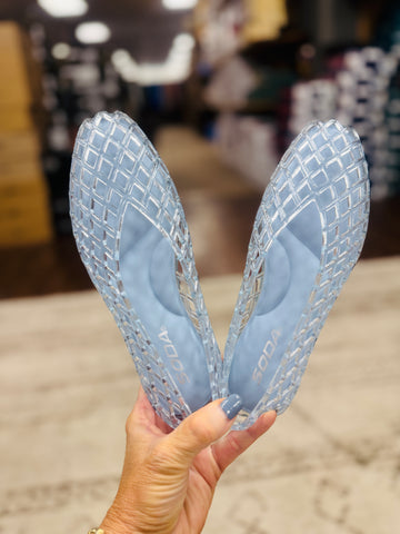 "User" Clear Blue Jelly Shoes