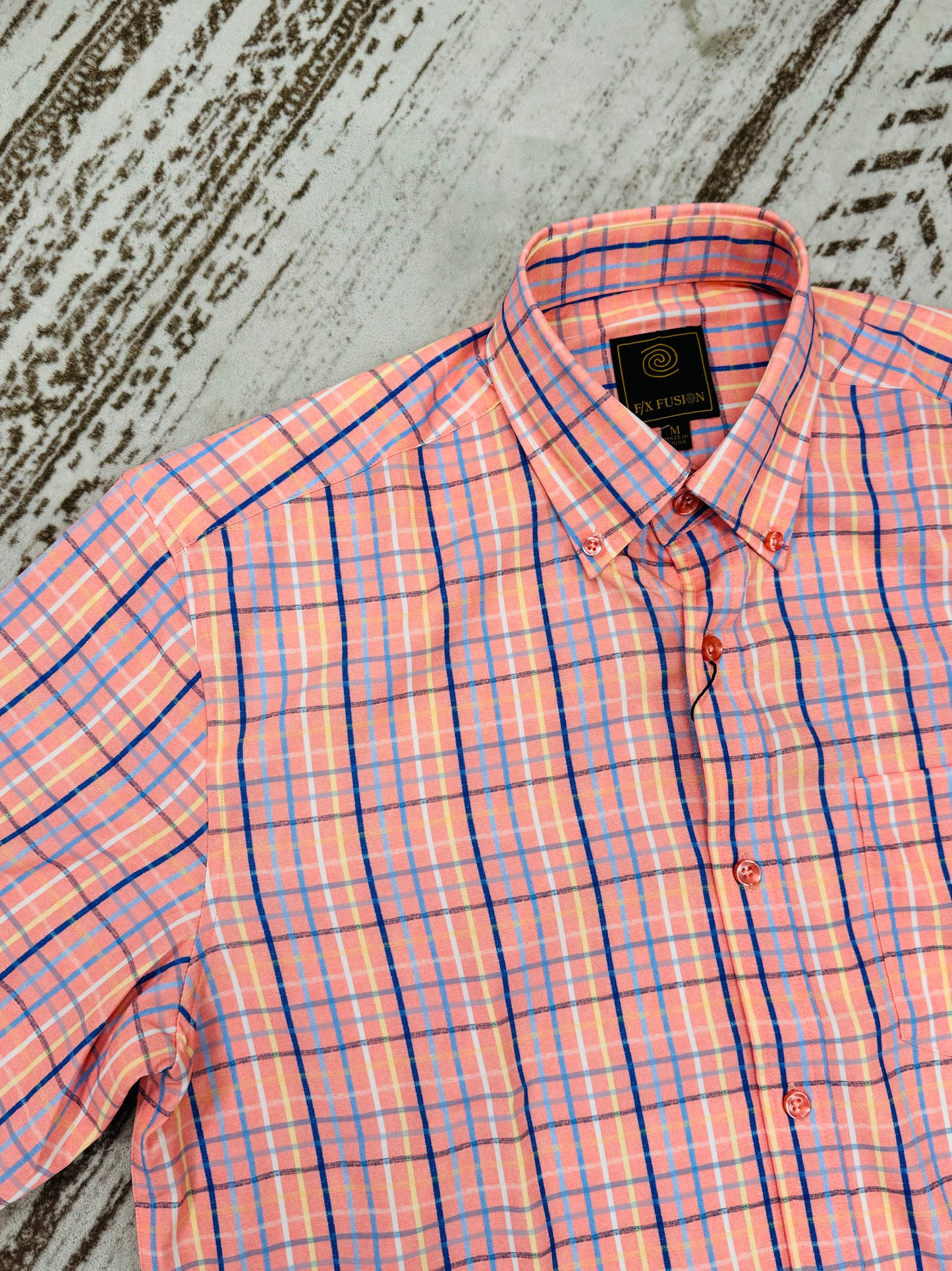 FX Fusion Windowpane Slab S/S Button Down Shirt