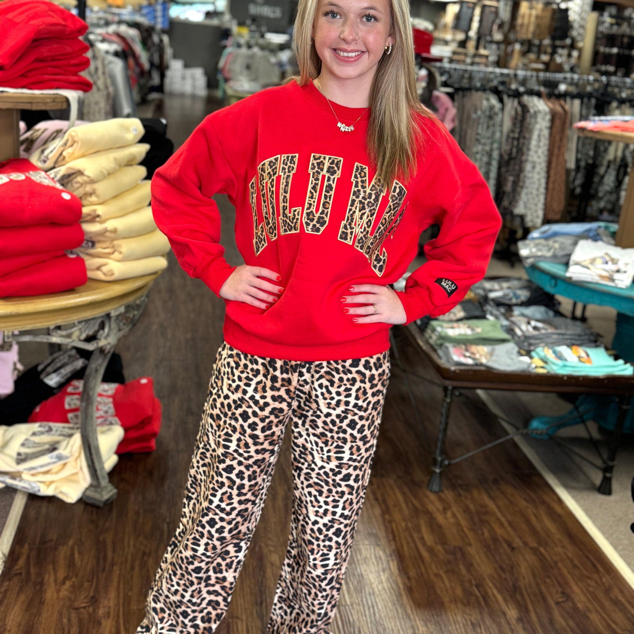 LuLu Mac Sweatshirt | Red | Leopard