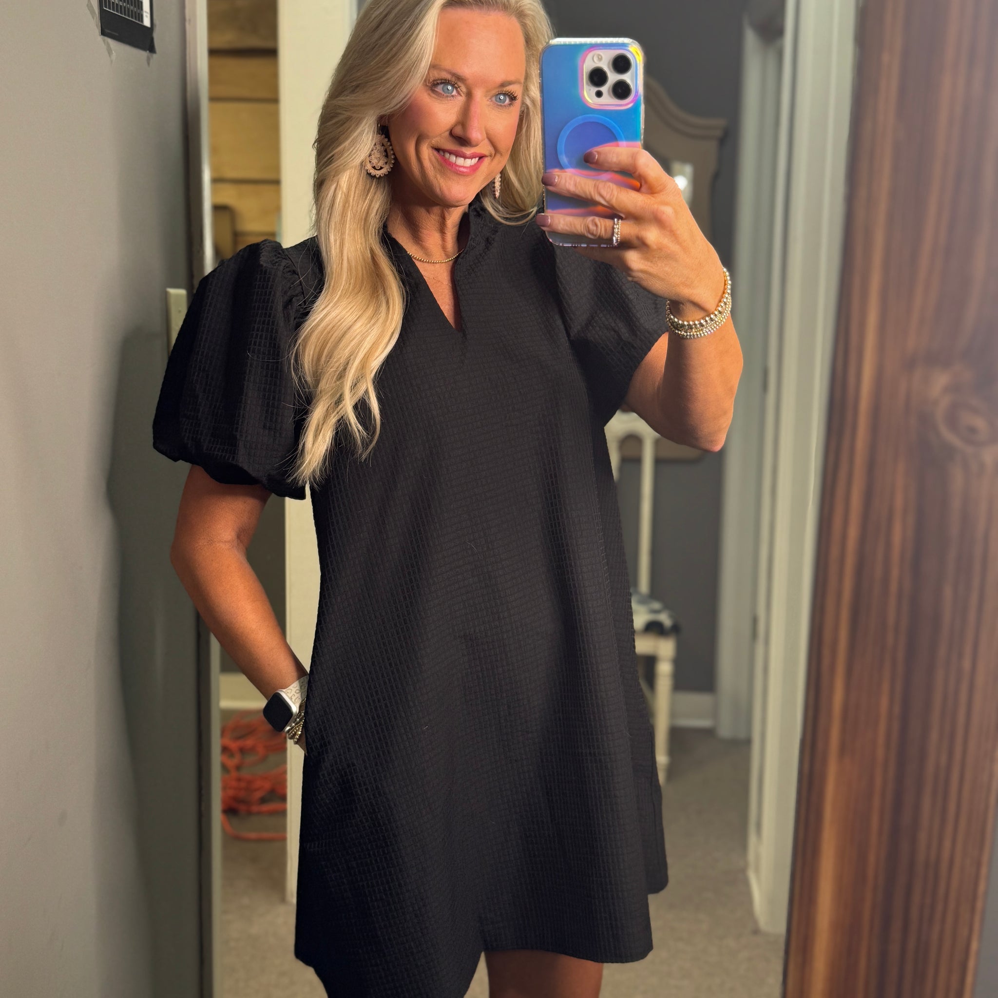 Textured Black Dress