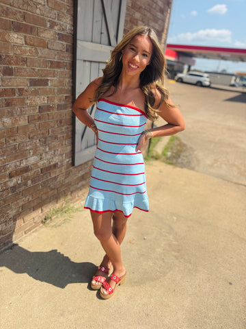 Game Day Striped Sweater Dress