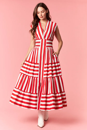Red Striped Maxi Dress
