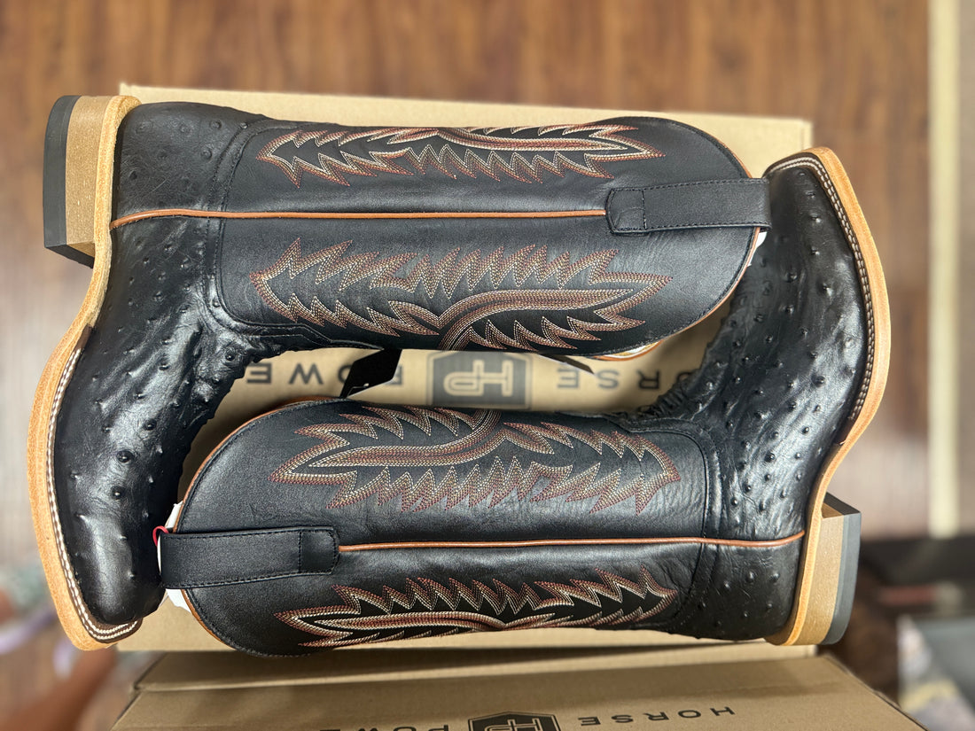 Horse Power HP2505 Black Ostrich Print Boot