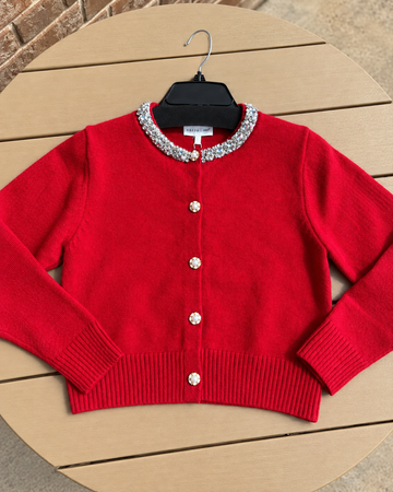 Festive Rhinestone Trim Sweater