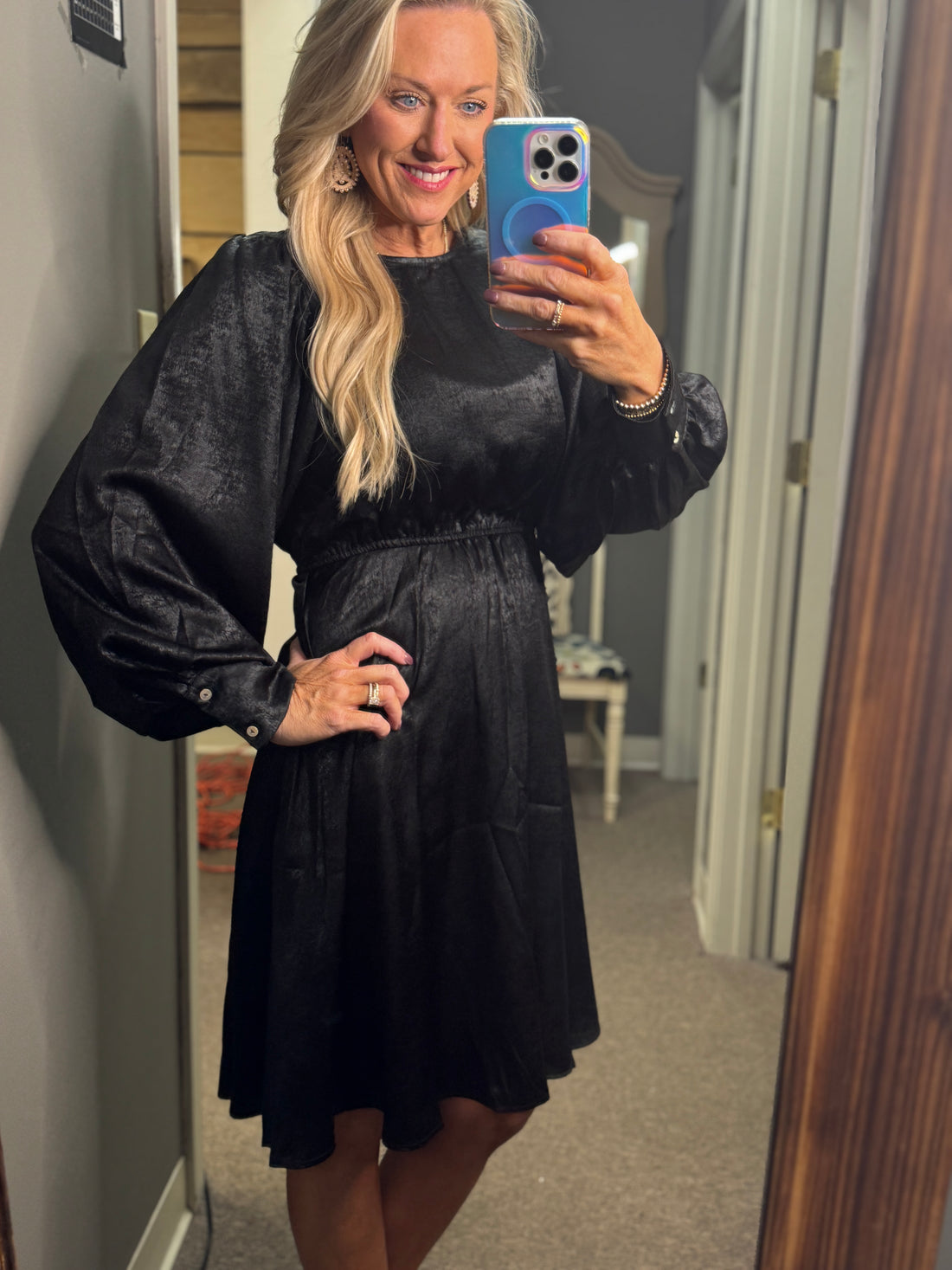 Metallic Black Foil Dress