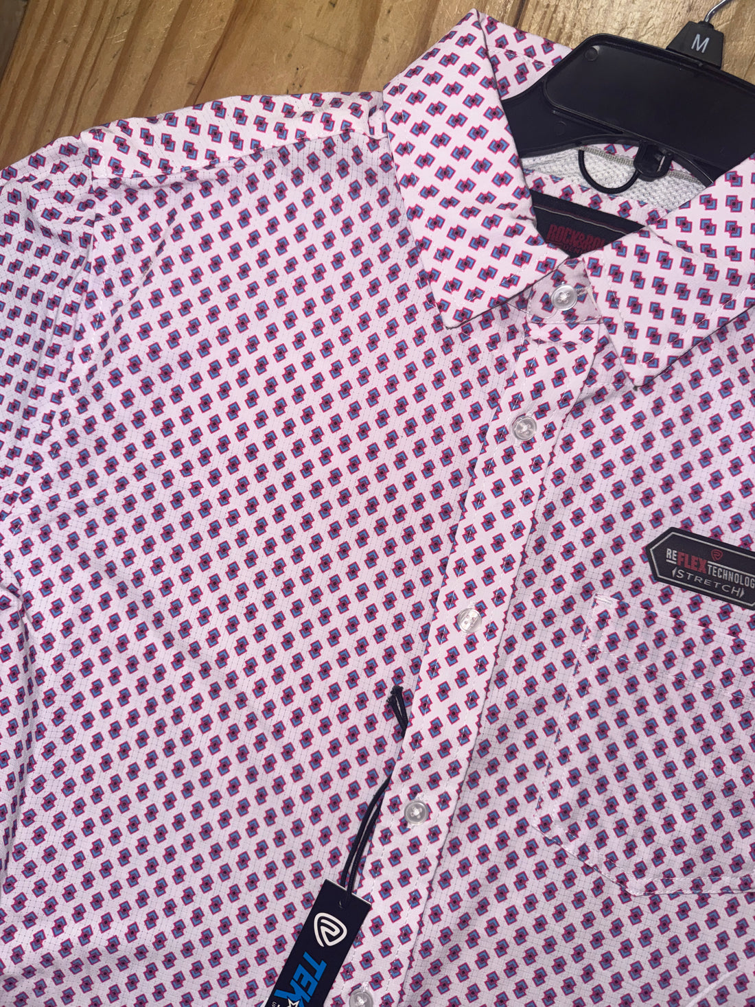 Tek Mesh Mini Geo Print Button Down