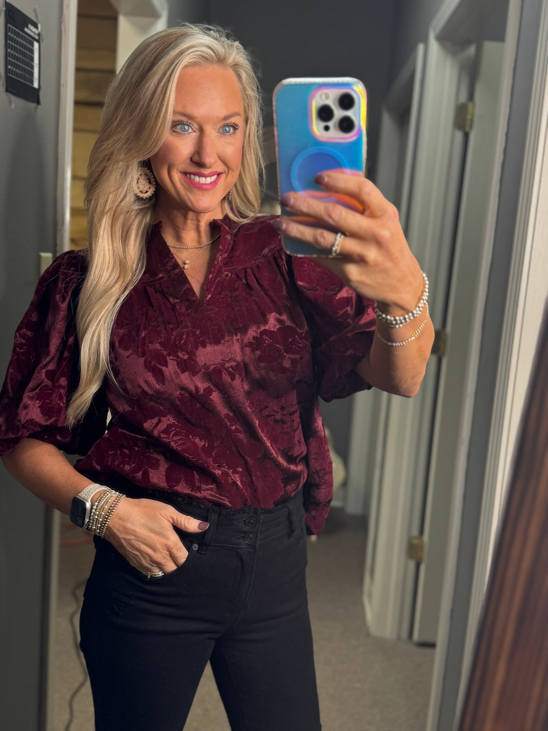 Elegant Velvet Floral Top