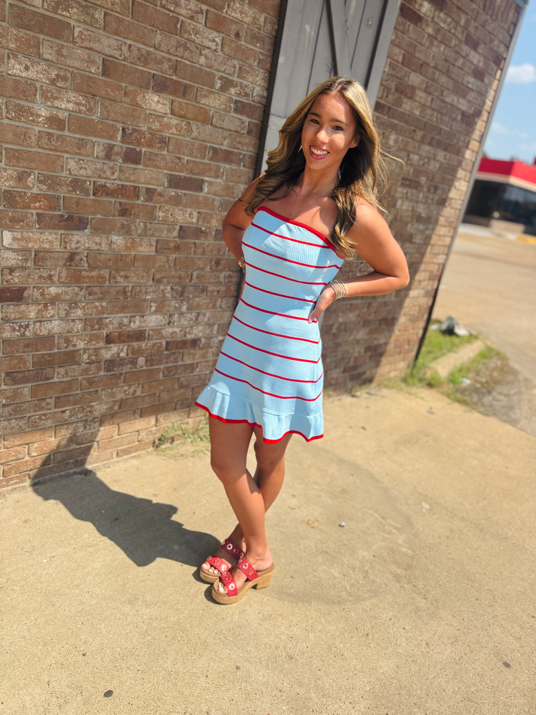 Game Day Striped Sweater Dress