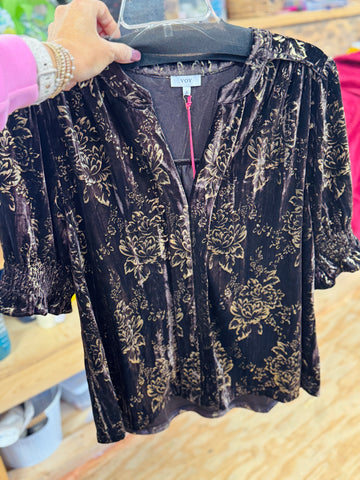 Metallic Floral Velveteen Top