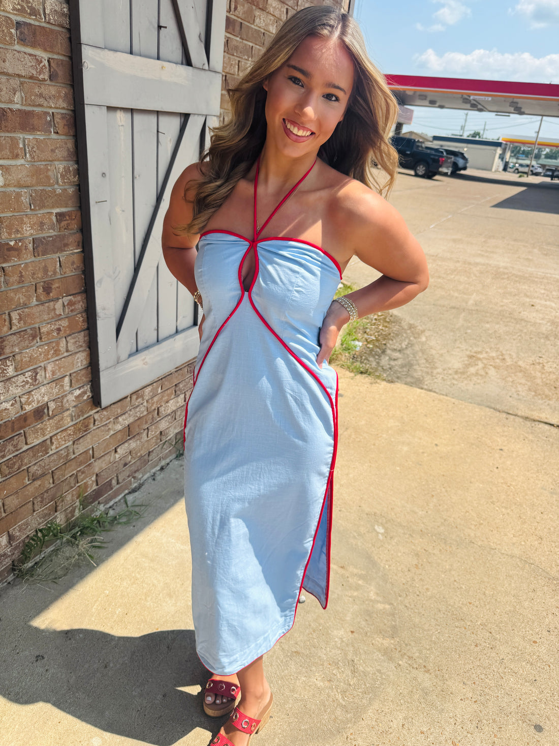 Game Day Halter Piping Dress