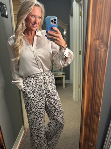 Leopard Drawstring Pants