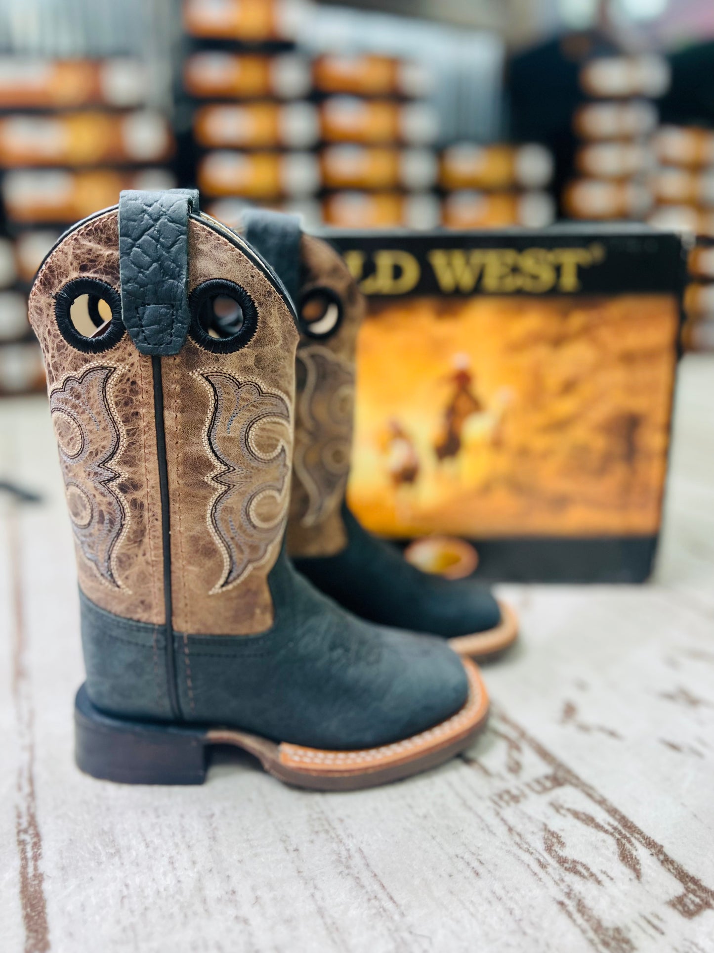 Old West Boy Boot Tan/Black BSC1966