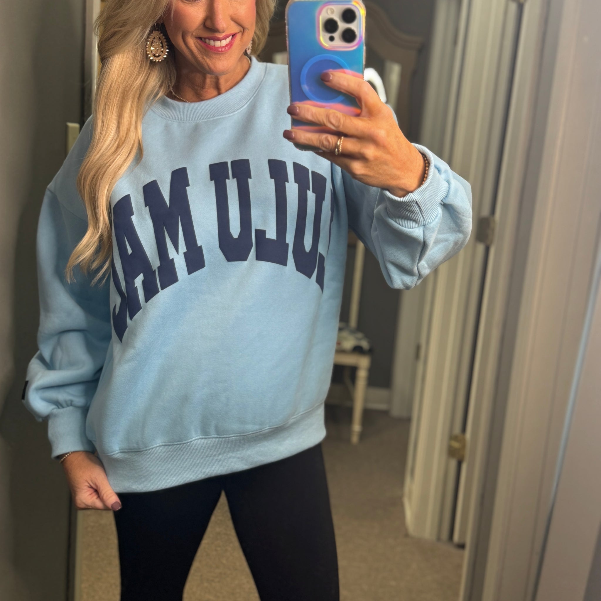 LuLu Mac Sweatshirt | Baby Blue/Navy