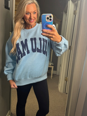 LuLu Mac Sweatshirt | Baby Blue/Navy