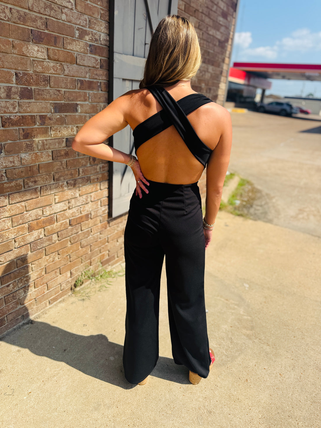 Cross Back Wide Leg Jumpsuit