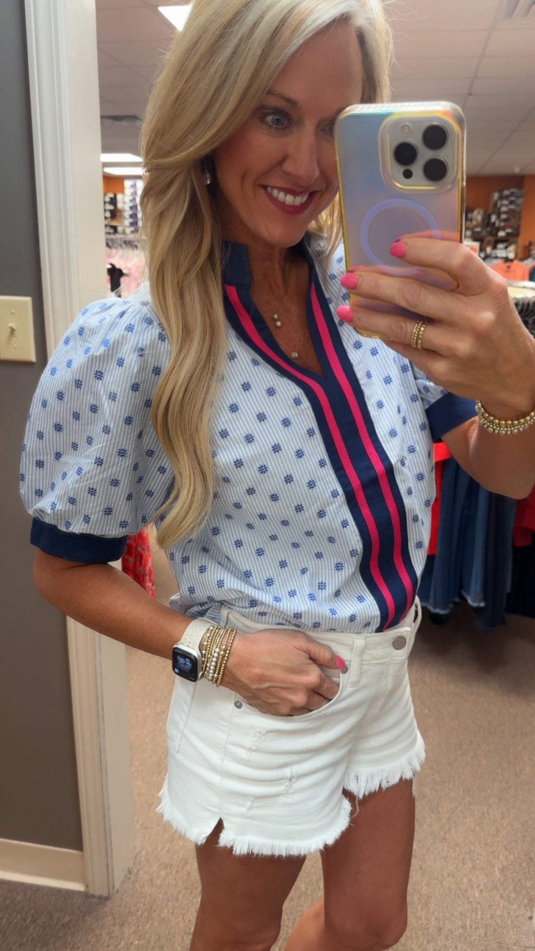Bold Striped Detailed Top