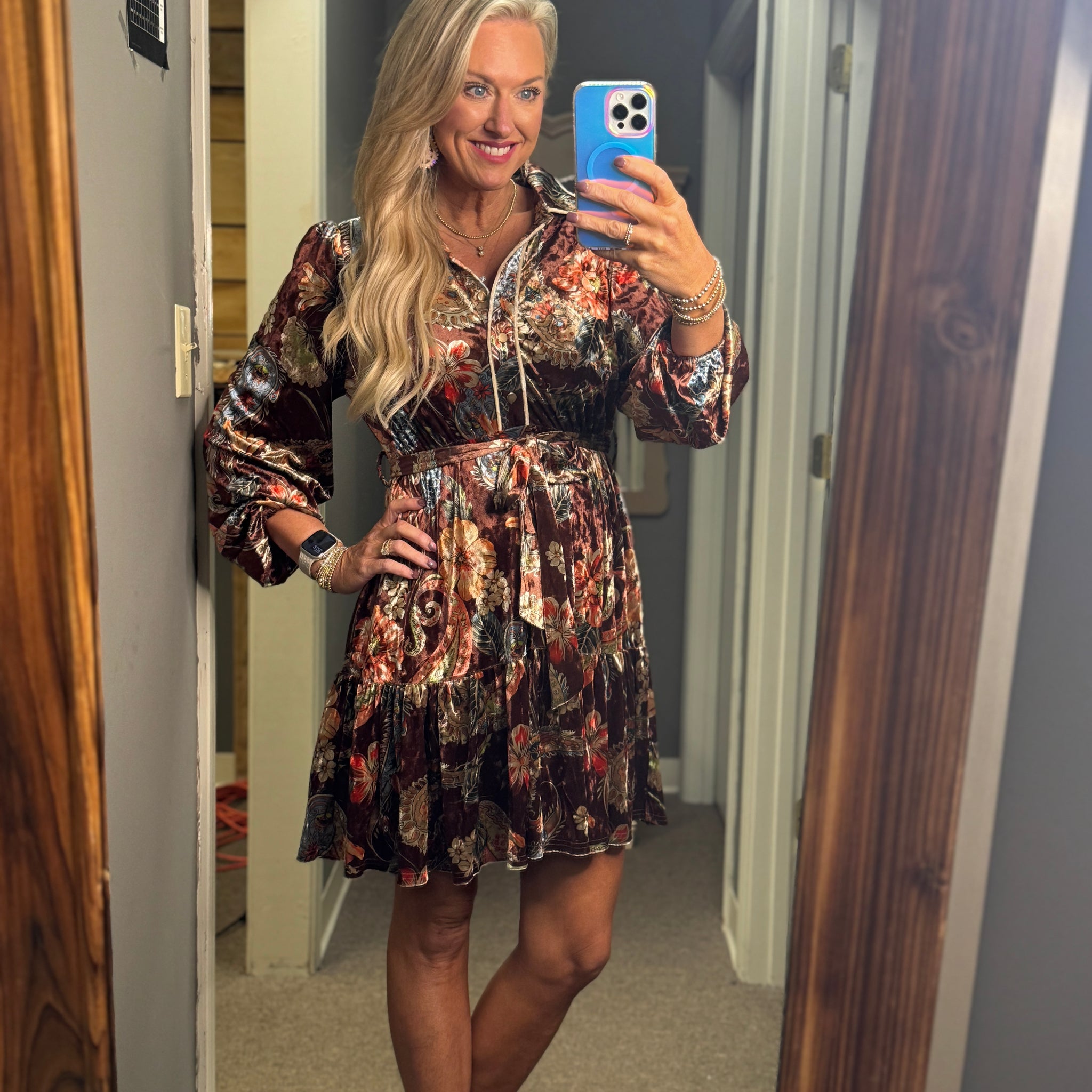 Paisley Floral Velvet Dress