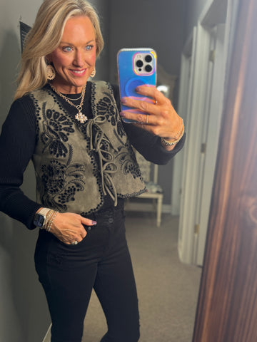 Punching Crochet Suede Vest