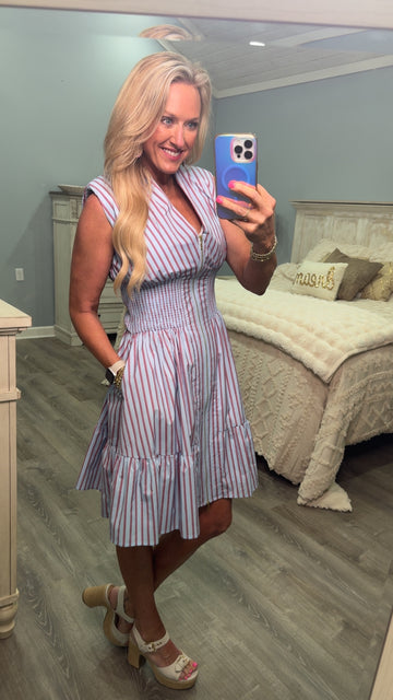 Radiate Smocked Striped Dress