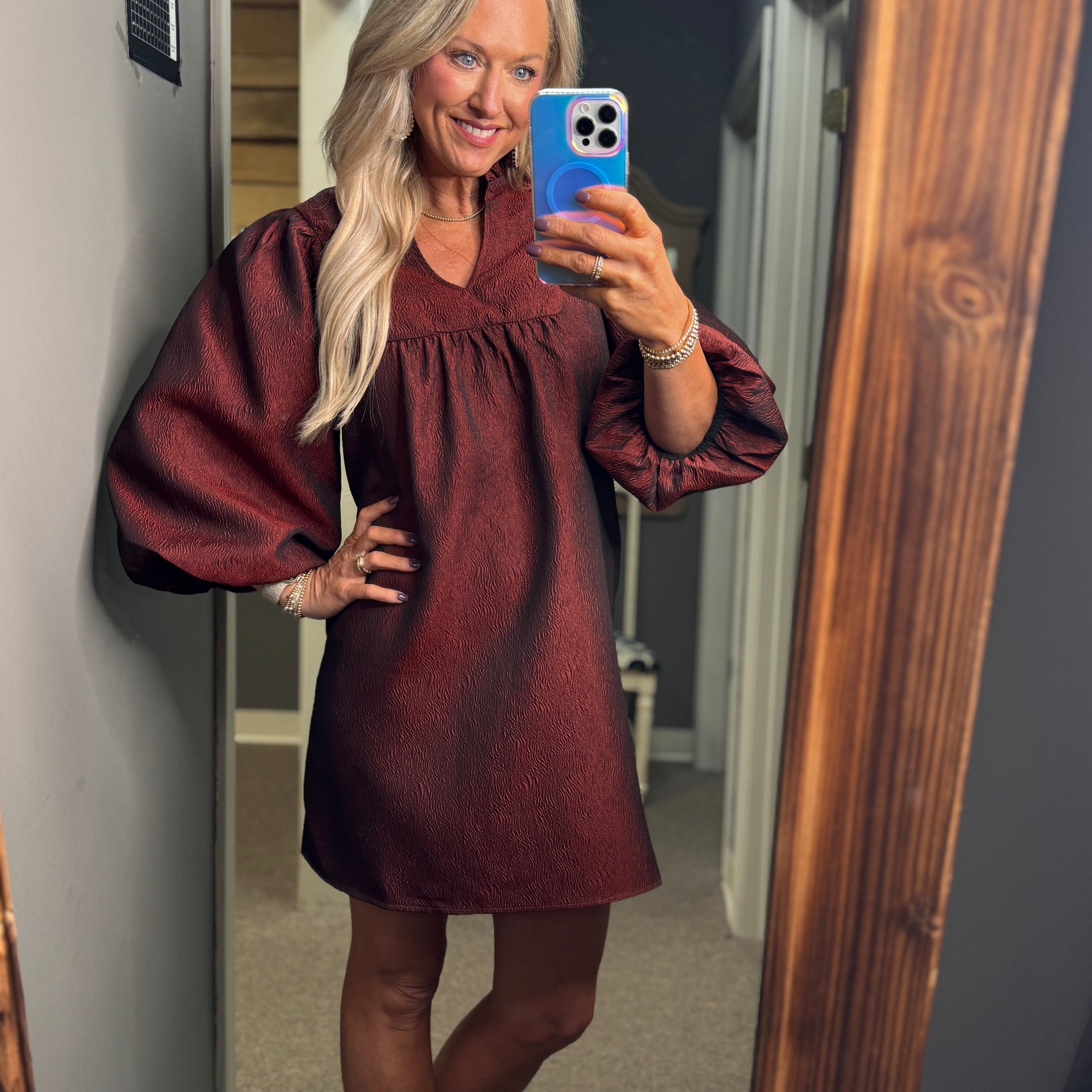 Elegant Textured Babydoll Dress