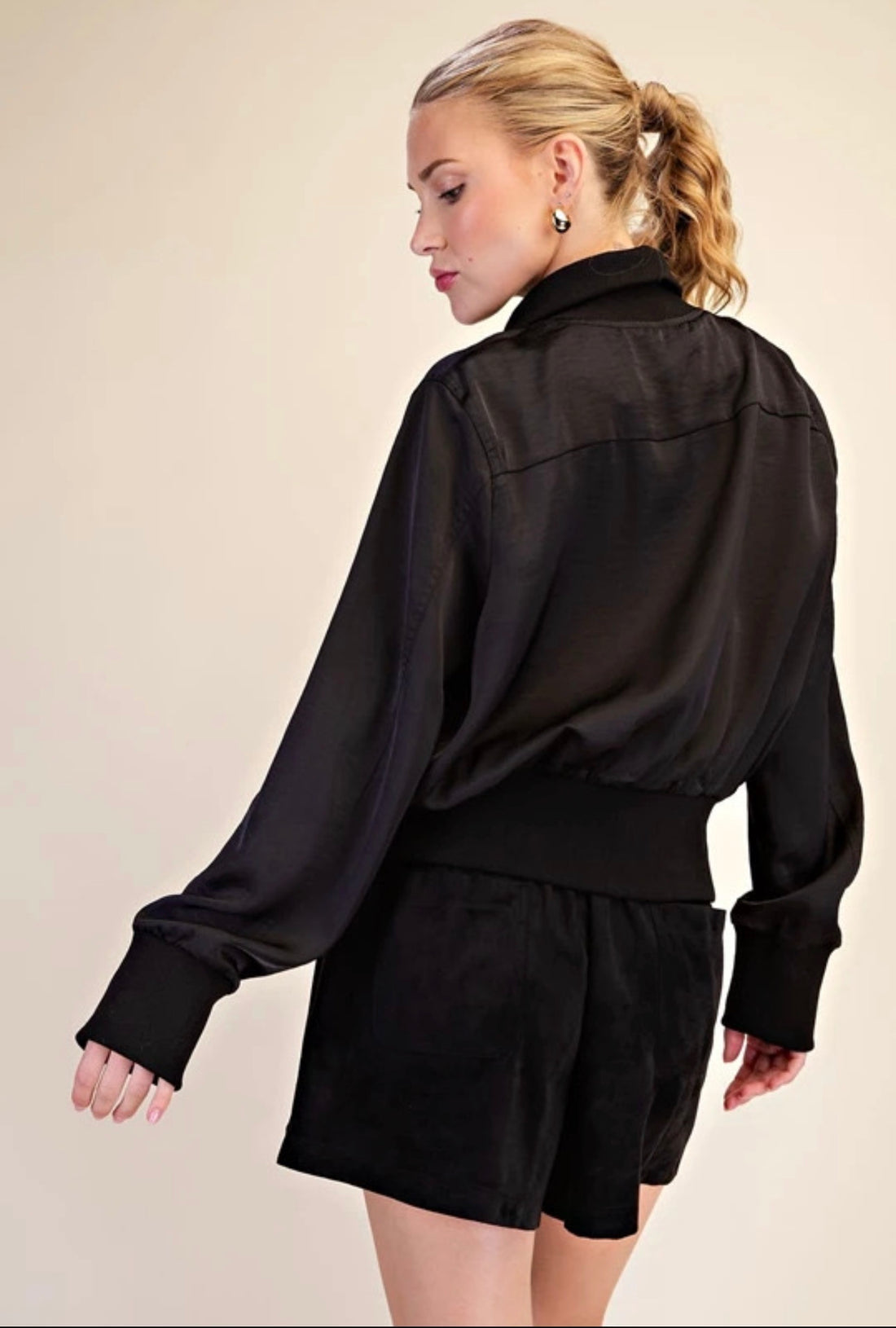 Silk Black Bomber Jacket