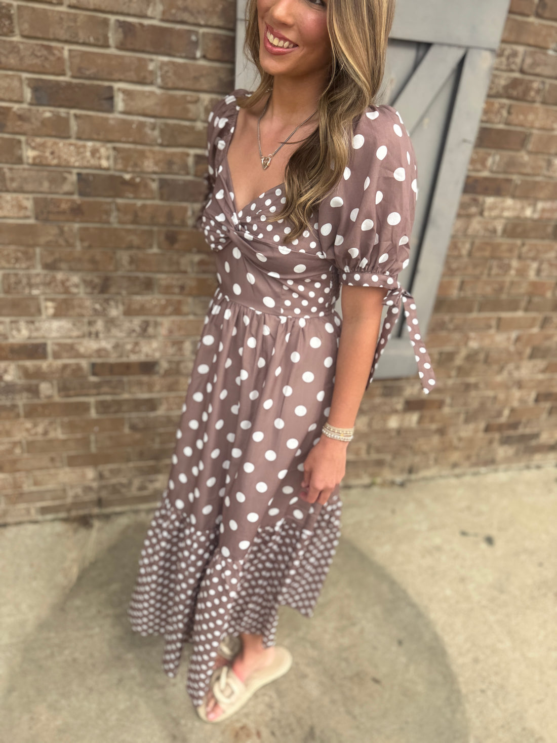 Charming Mixed Dots Maxi Dress