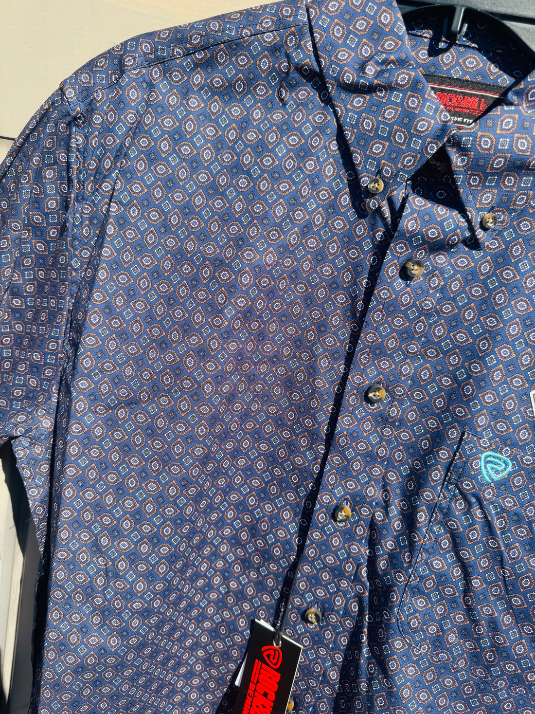 Men's Diamond Print Button Down Shirt