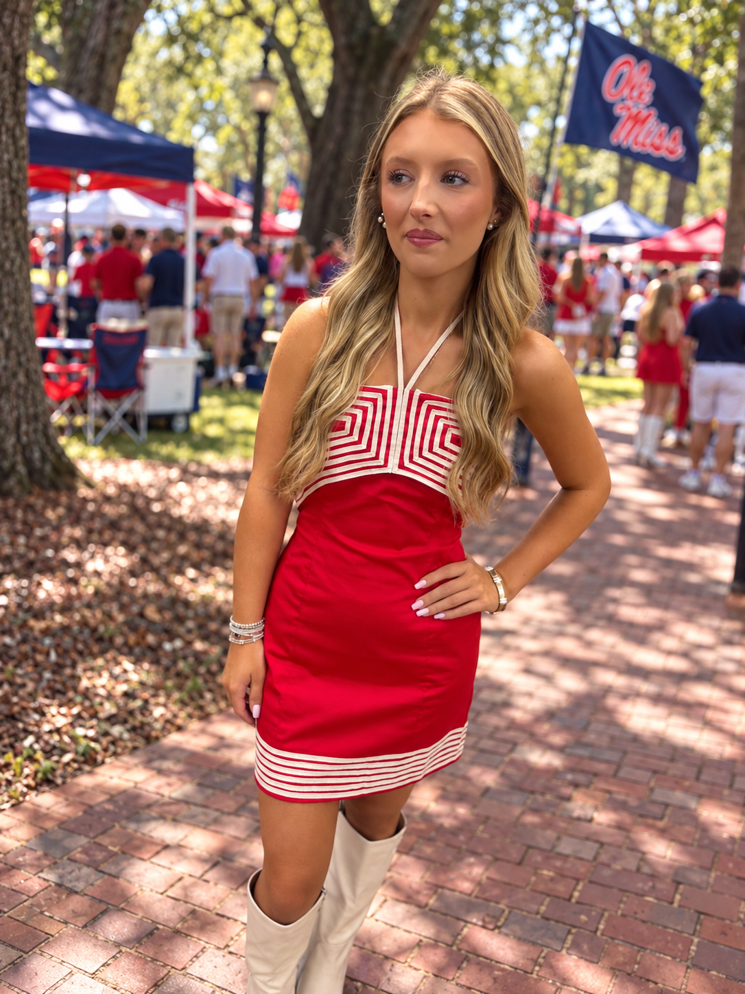 Game Day Striking Halter Dress