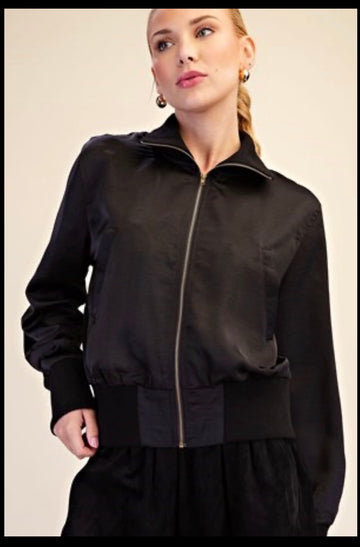 Silk Black Bomber Jacket
