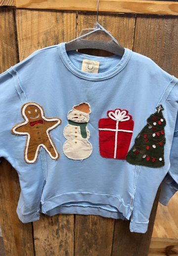 Christmas Patches Detailed Cordyroy Top