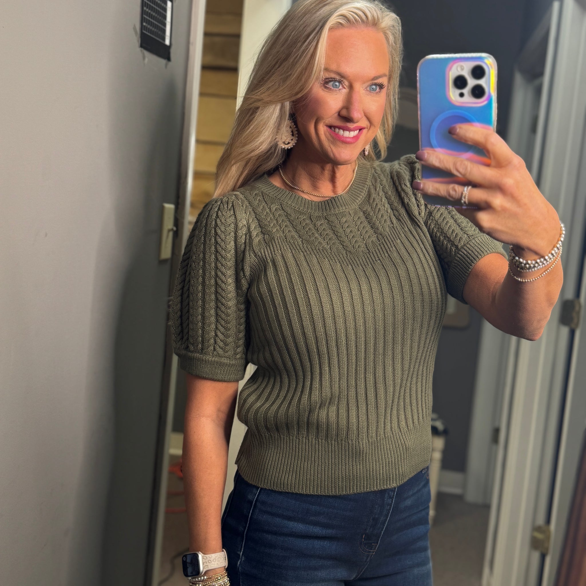 Olive Cable Knit Sweater