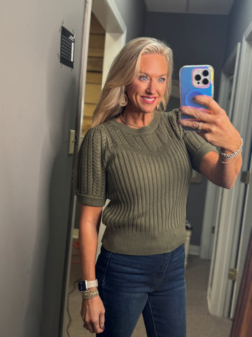 Olive Cable Knit Sweater