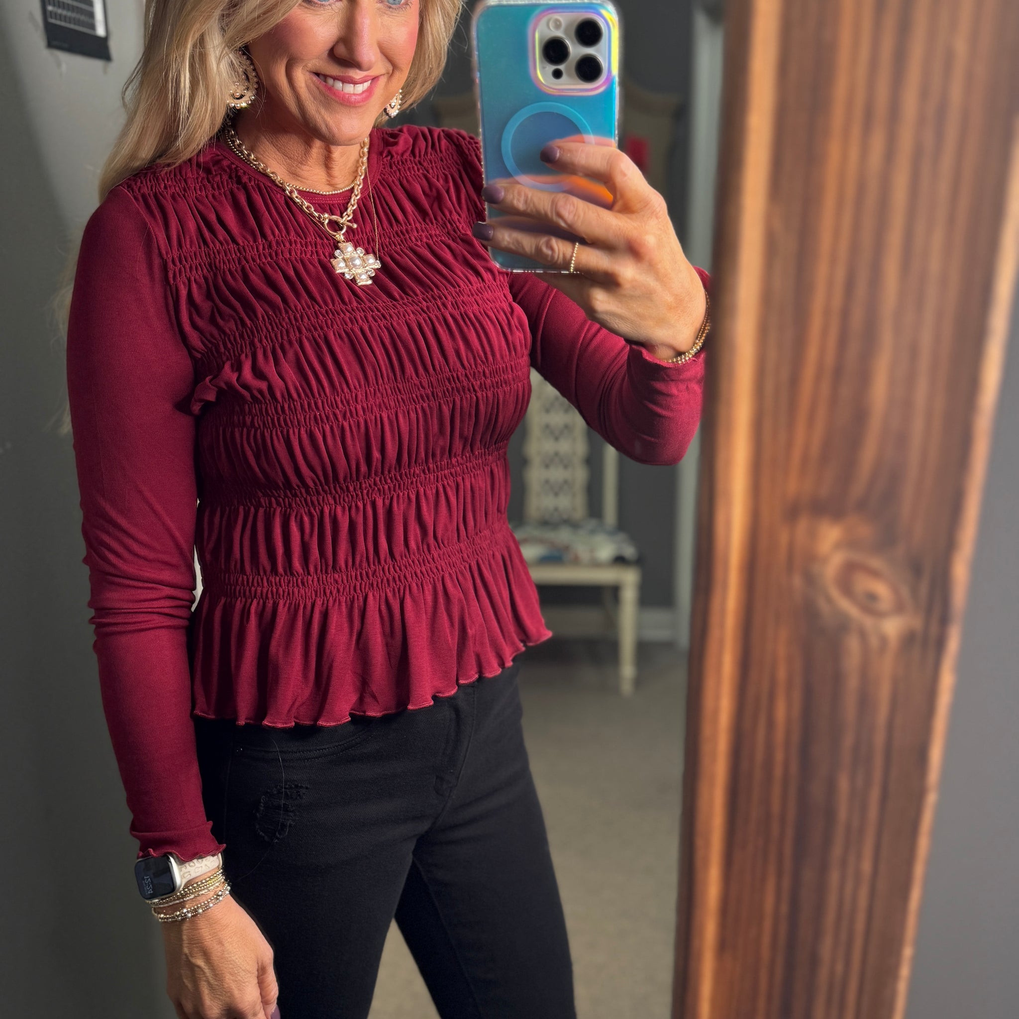 Autumn Embraced Smocked Top