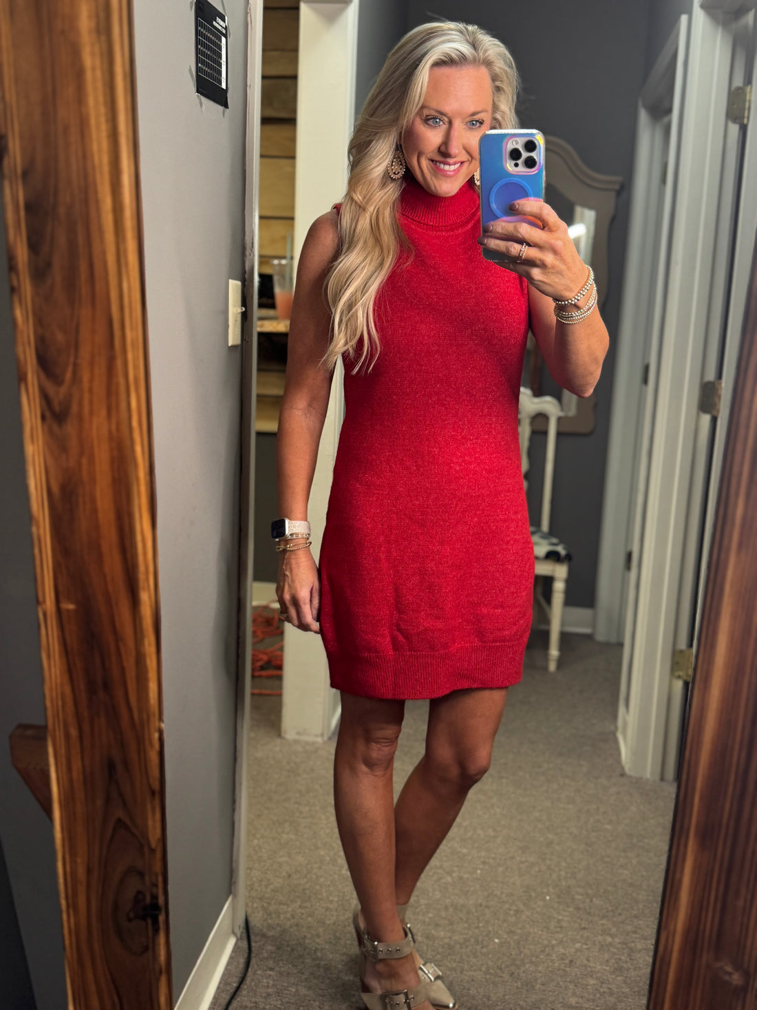 Sleeveless Turtleneck Knit Dress