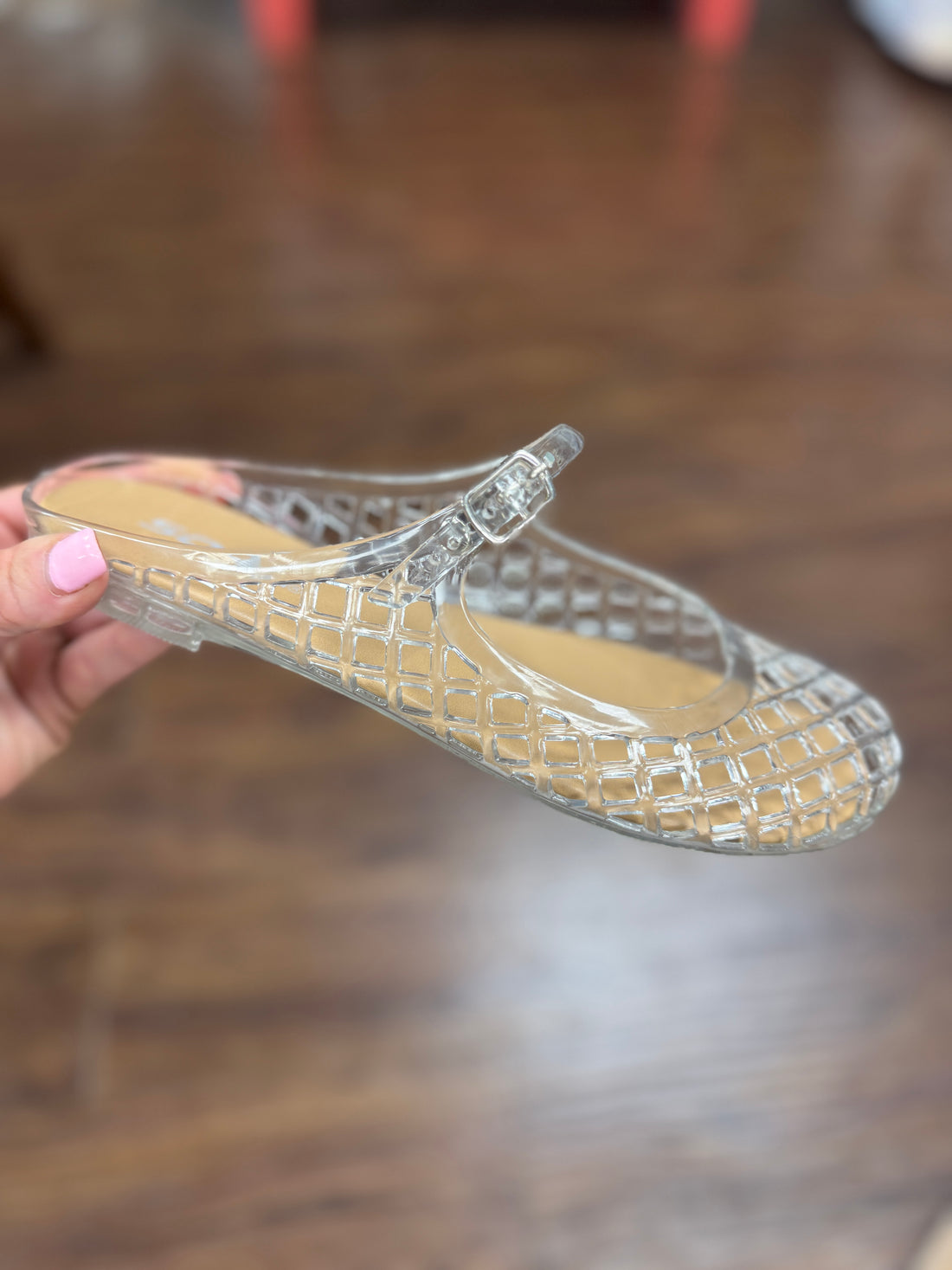 "Bruce" Clear Slip-On Shoe With Strap