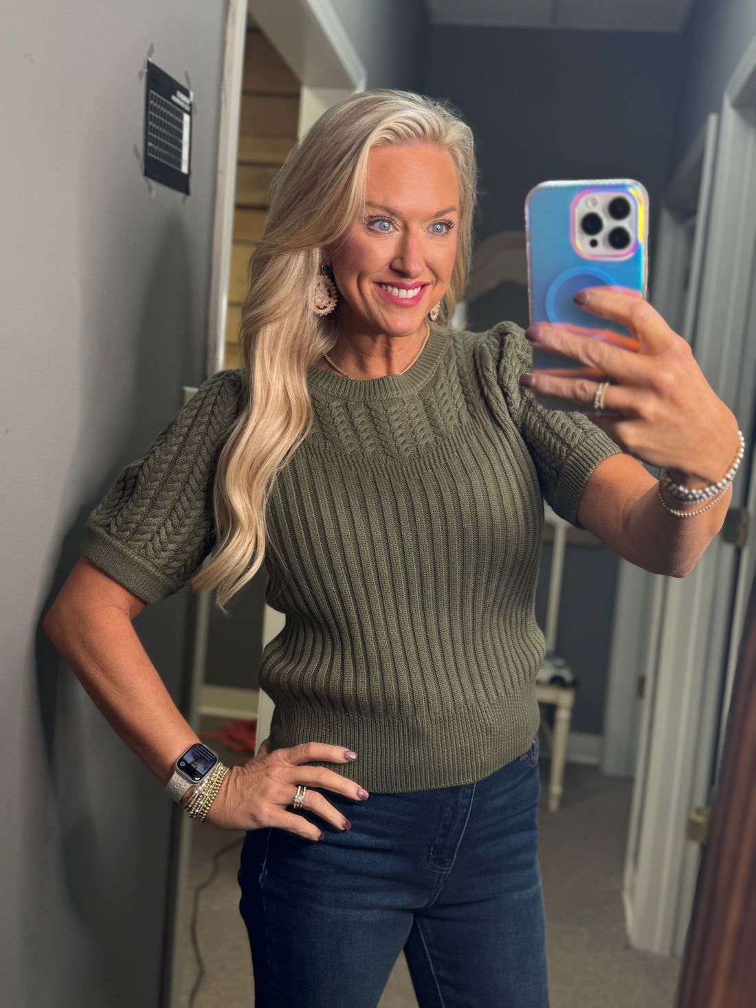 Olive Cable Knit Sweater