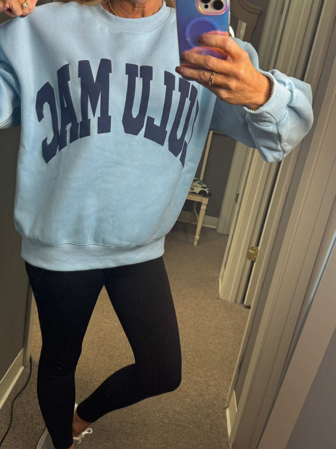 LuLu Mac Sweatshirt | Baby Blue/Navy