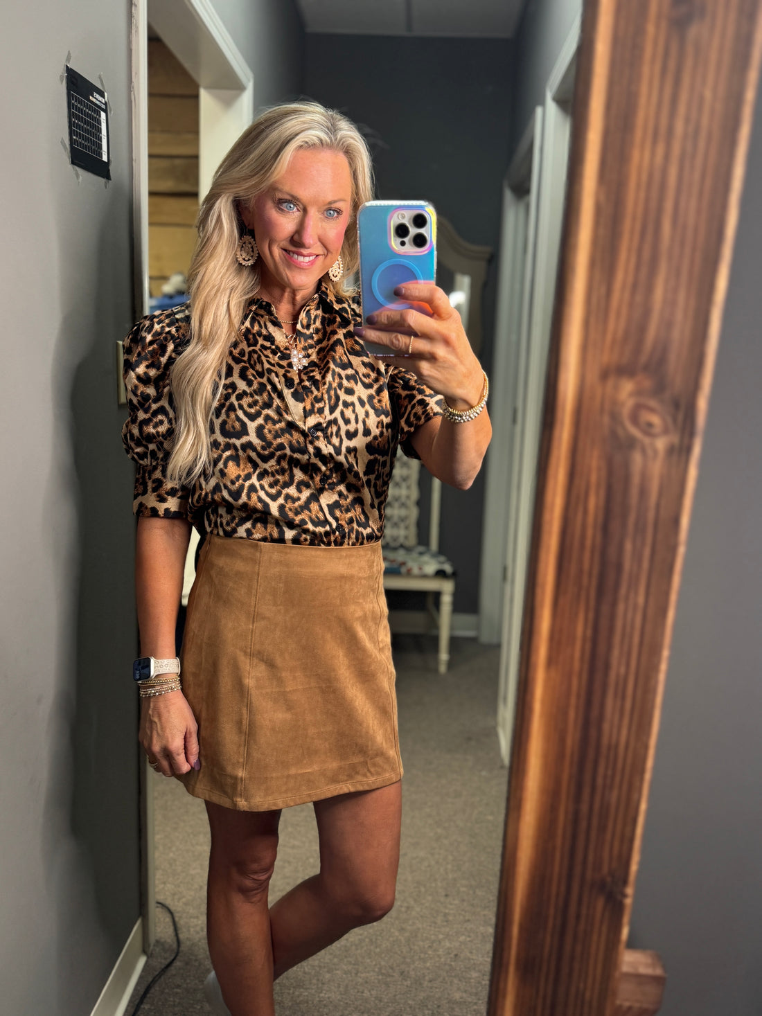 Leopard Printed Satin Blouse