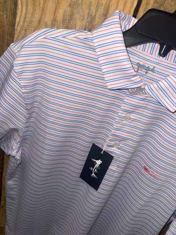 Coastal Cotton Melon Stripe Polo
