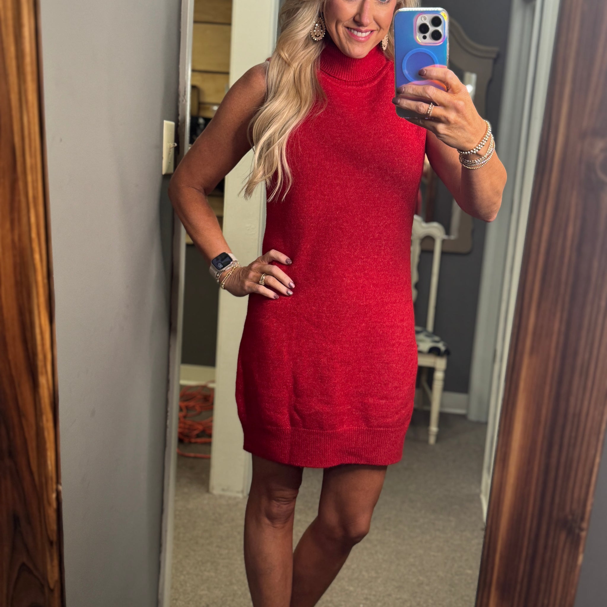 Sleeveless Turtleneck Knit Dress