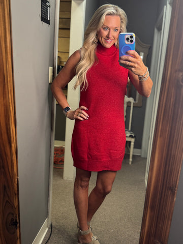 Sleeveless Turtleneck Knit Dress