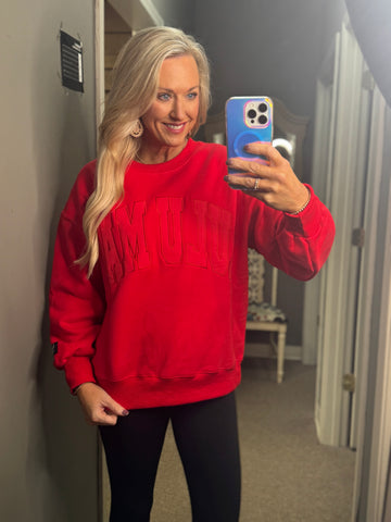 Lulu Mac Monochromatic Embroidered Sweatshirt | Red